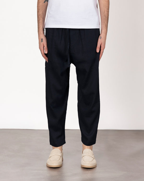 Pantalone comfort in lino con laccio