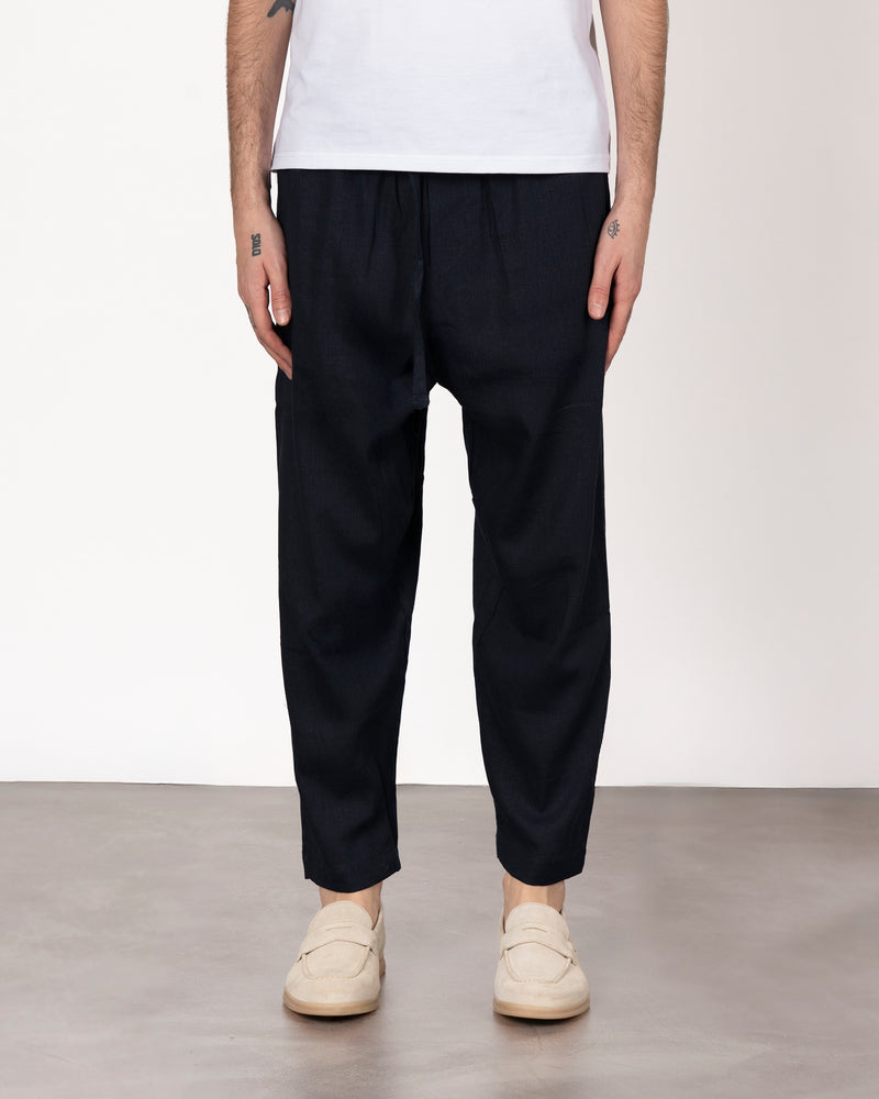 Pantalone comfort in lino con laccio
