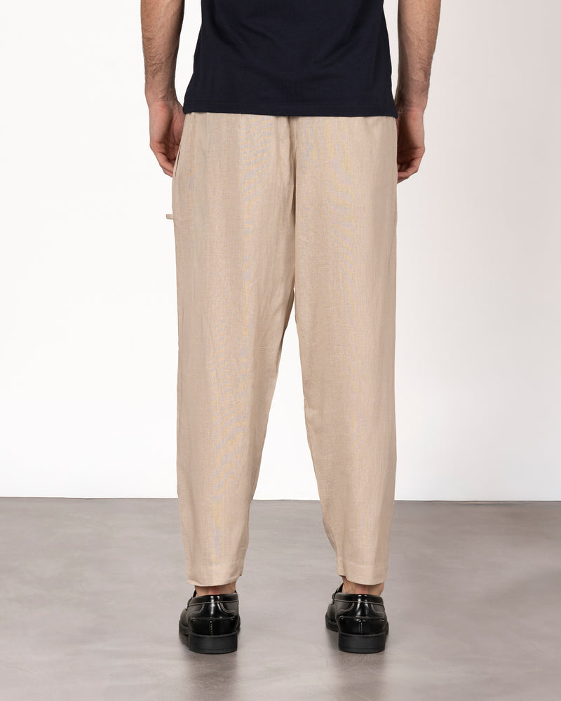 Pantalone comfort in lino con laccio